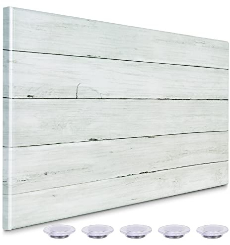 Okydoky White Plank Print Magnetic Dry Erase Board,30 x 40 cm Decorative White Board for Wall with Design, Frameless Dry Erase Board for Wall, Magnets Included（Plank,4030,1pc）