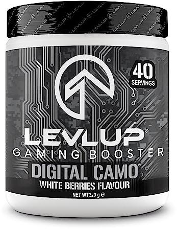 LevlUp Digital Camo Gaming Booster - Energy Drink für Gamer - Mit Taurin, Koffein, L-Tyrosin, Vitamin B12 - Weiße Beeren - 320g - 40 Portionen