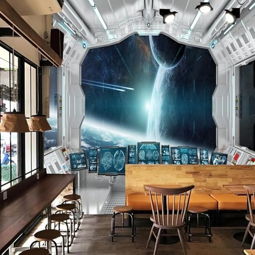 FLFK Universe Workshop Outer Space Wall Mural 137.8x90.5-Painting Wallpaper Poster Photo Large Sticker for Kids Bedroom Home Decor(Not Peel and Stick)