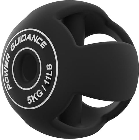 POWER GUIDANCE 3 in1 Krafttraining - Kurzhantel, Langhantel & &Medizinball, Erreichen Sie die Spitzenleistung beim Training und minimieren Sie gleichzeitig den Druck auf die Gelenke (Schwarz-5 kg)