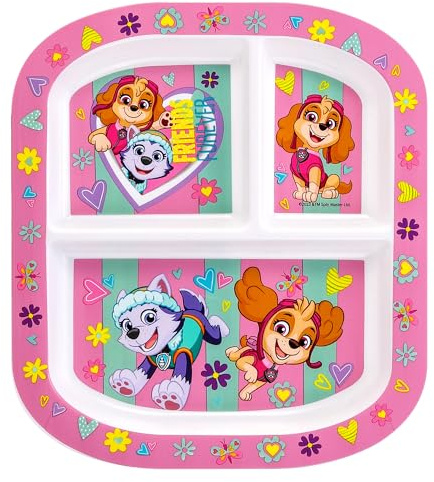 Zawadi Global Paw Patrol Girl - Plato de cena reutilizable con 3 secciones para desayuno, almuerzo y cena