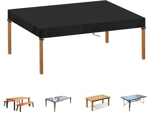 SIMPHAUS Housse de Protection pour Table de Jardin Housse de Table Exterieur Impermeable Housses pour Mobilier de Jardin Bache Table Exterieur 420D Tissu Oxford Anti UV 150x100x15cm