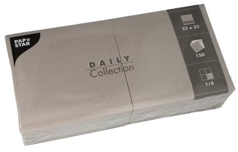 150 Servietten DAILY Collection 1/4-Falz 32 cm x 32 cm grau