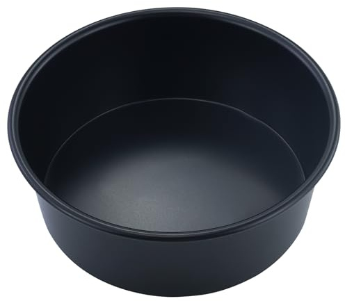 8 inch Deep Cake Tin for Baking, Stainless Steel Non-Stick Cake Pan for Baking Roasting Serving, Birthday Wedding Layer Round Cake Tins, Healthy & Non-Toxic, Rust Resistant (20cm, Black)