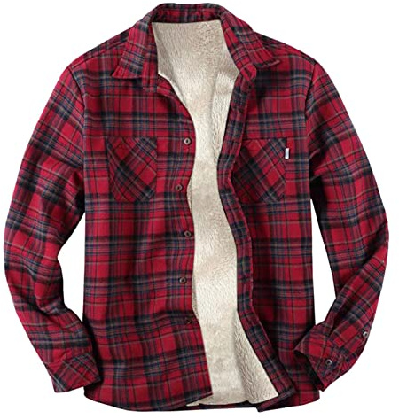 Camicia da uomo in pile giacca invernale imbottita con bottoni camicia da lavoro calde giacche da boscaiolo camicie casual a quadri cappotto Sherpa foderato in pelliccia boscaiolo Outwear trapuntato