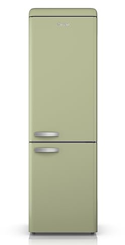 Swan Retro 70/30 Fridge Freezer with 4 Glass Shelves, 3 Freezer Drawers, Salad Crisper, Chrome Wine Rack, Green, SR11020GNE