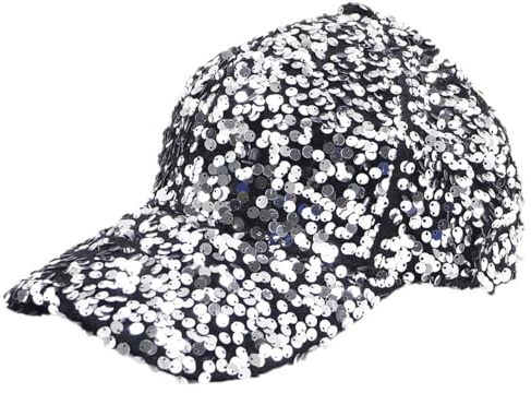 Coolwife paljett basebollkeps justerbar glitter bling party truckerkeps (silver), silver, en storlek, SILVER, one size