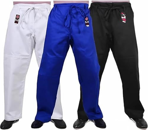 MAR | Martial Arts Judo Trousers, Blue Brazilian Jiu Jitsu Uniform Pants | Trouser Bottoms Made from Ripstop Materials for Men & Women | Jiu Jitsu Bottoms Judo Gi Adult Aikido Suit (130cm)