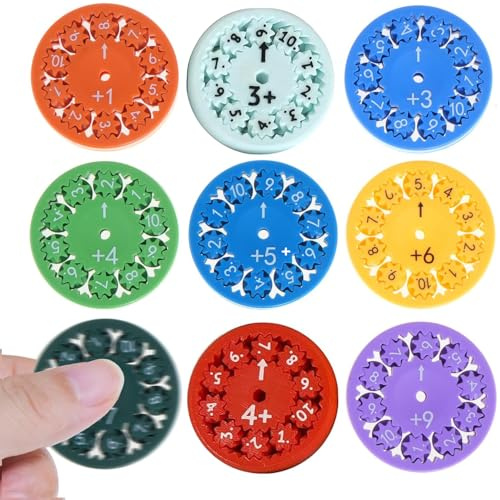 Sinirttou 9 Piezas Math Fidget Spinner, Fidget Spinner de MatemáTicas, Juego Educativo de MatemáTicas Spinners, Alivio del EstrésMath Number Spinner Juguete Sensorial(Suma y Resta)