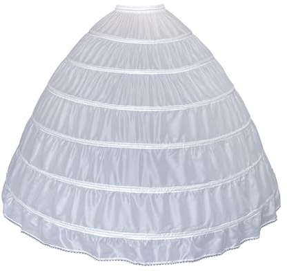 Linghe 6 Hoops Crinoline Petticoat for Women, A-line Skirt Slips Long Underskirt for Wedding Dress Bridal Gown