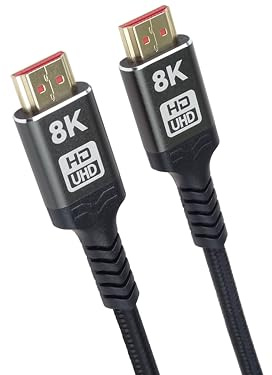 PremiumCord Cavo 8K Ultra High Speed ​​HDMI 2.1 M/M 48Gbps con Ethernet, Risoluzione Video 8K@60Hz, Deep Color, 3D, EDID, ARC, HDR, Schermato 3X, Cavo Tessile Intrecciato, Placcato Oro, Lunghezza 0,5m