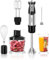 NMNGB 6 in 1 Hand Immersion Blender, 1000W 12 Speed Handheld Blender with 600ml Beaker, 500ml Chopper, Egg Whisk, Milk Frother, Stainless Steel Blades