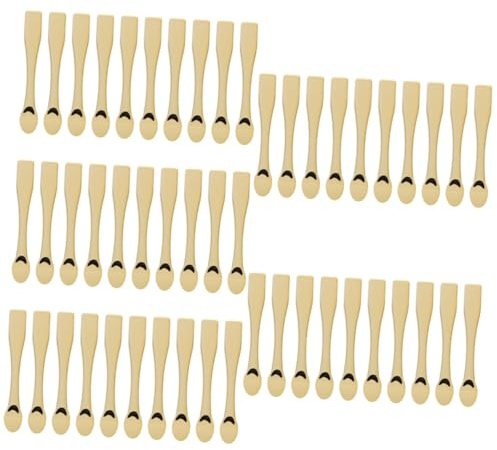 PACKOVE 50 Piezas Cucharas Doradas para Crema Facial Aplicadores de Maquillaje y Cosméticos de Diseño Práctico para Aplicar y Cremas de Cuidado Facial para Mujeres y Diario