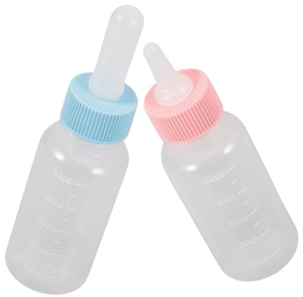 DOITOOL 2 Piezas Biberón para Mascotas con Tapa y Tetina Ergonómica para Cachorros y Gatitos Adecuado para Alimentación de Leche Maternizada y Sustitutos Lácteos Diseño Cómodo y Manejable