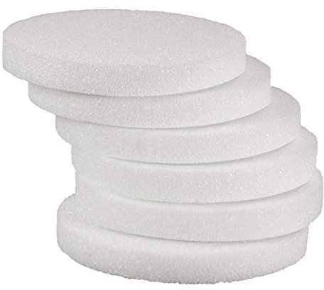 Hygloss Products Foam Discs - Craft Foam Flat Circles (XPS) for Projects, Floral Arrangements, Arts, & Crafts, Cake Dummies, 8 x 1, White, 6 Pieces