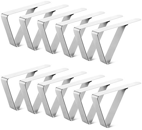 JINGMAX 12 Stück Tischdeckenklammern, Tischdeckenklemmen, Picknick-Tischdeckenklammern, Edelstahl-Tischdeckenhalter für Restaurant, Party, Camping, Hochzeit