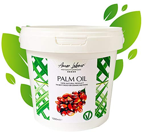 Amor Labour Palmöl | Palm Oil | Palmfett | 100% Natural Palmkernöl | Vitamin E | vegan | glutenfrei | raffiniert | perfekt geeignet zum Frittieren und Kochen | Natürliche Seife und Kosmetik (6x1000ml)