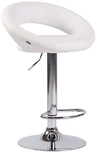 CLP Sgabello Cucina rétro Moderno Olinda in Similpelle I Sedia Alta Bar Altezza Regolabile 60-81 CM, Colore:Bianco, Colore del Telaio:Cromo