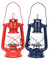 Natudeco 2 Stück Camping Kerosene Lampe Vintage Öl Laternen tragbar Retro Licht Petroleum Sturmlampe für Picknick Home Garden Outdoor Party Yard Patio Hiking (Rot+Blau)