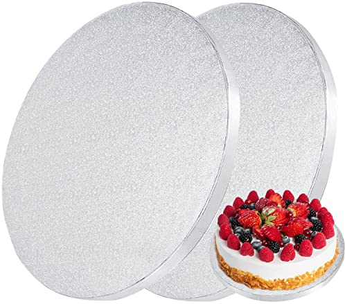 YIYICO Cake Board Tortenunterlage Rund Cakeboard Ø 20cm/8inch x 13mm 2er Reusable Torten Unterplatten für Transport Kuchen und Torten (Silver-8inch)