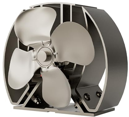 Forest Master | Steel Grey Mini Viking Air Stove Fan – Advanced 4-Blade Heat Powered Fan for Wood Burning Stoves & Fireplaces – Eco-Friendly Heat Circulation with Included Fragrance