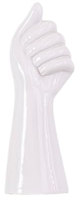 Pojedehy 9Inch Modern Art Ceramic Flower Vase Tabletop White Arm Vase for Home, White