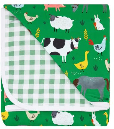 Little Sleepies Cloud Blanket, 50 x 50, Large, Green Farm Animals