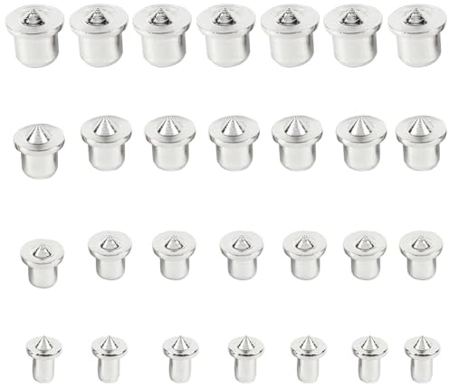 Oiieco 28 Stück Dübel Zentrierspitzen Set 6/8/10/12 mm, Dübelhilfe, Dübelloch Markierer Dübelsetzer aus Kohlenstoffstahl für Möbelbau, Regale, Heimwerker, DIY & Holzarbeiten (massiv)