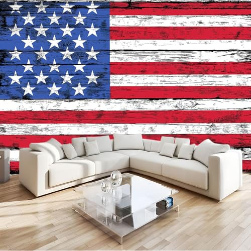 Rojo Papel Pintado Mural bandera rayada retra Papel Tapiz Fotográfico Sala De Estar Bar Tv Fondo Decoración Papeles Pintados Tejido No Tejido Murales 300x210 cm