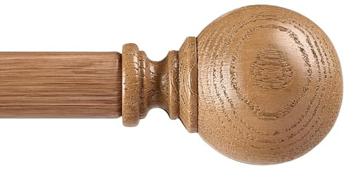 PeSenp Wooden Effect Curtain Poles for Eyelet Curtains 98 to 249 cm, 25 mm Extendable Metal Curtain Poles with Imitation Wood Grain Finials（Window Size: 58-229 cm)