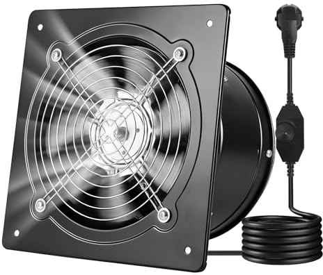 VEVOR Abluftventilator 250x250 mm, Leistungsstarker Wandventilator 979 m³/h, mit Drehzahlregelung, 48 W Leiser Ventilator für Dachboden, Garage, Keller, Werkstatt, Küche & Hühnerstall