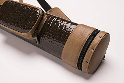 CUEL Billard-Köcher Alligator 2/2 für Pool-Billard-Queues, aus Kunstleder, mit Schultergurt, Tragegriff und Zwei Seitentaschen für Billardzubehör