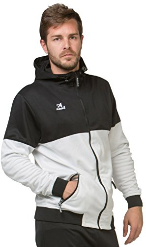 Asioka 183/17 Chaqueta de Chándal con Capucha, Hombre, Blanco/Negro, M
