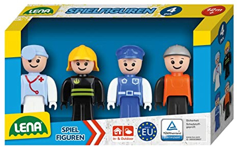 LENA - 04490 - Set de 4 Figurines Mobiles, Pack d'accessoires pour la série de véhicules TRUXX et TRUXX², Figurines pour l'intérieur et l'extérieur, pour Les Enfants à partir de 12 Mois.