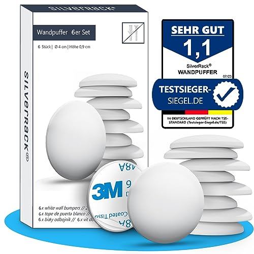 SilverRack® Türstopper Wand selbstklebend Weiß [6 Stück] - Wandpuffer als perfekter Schutz für Wand und Tür - Türpuffer Wandschutz als Türstopper für Türklinken gegen Türanschlag