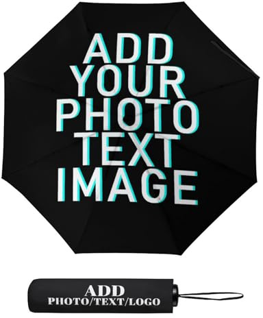 Paraguas personalizado, Paraguas Plegable Automático Personalizada, Imágenes personalizadas y texto Paraguas, Compacto plegable portátil Autoumbrella, Protección UV, Para parejas, familias, unisex