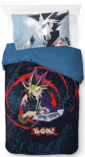 Jay Franco Yu-Gi-Oh Time to Duel 100% Cotton Single Duvet Cover Set - Bedding Includes 50 x 70 cm Pillowcase