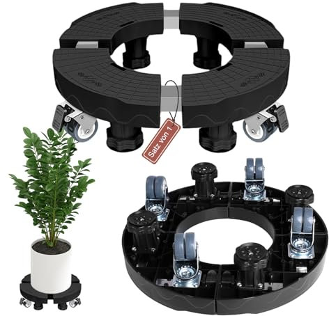 SDLDEER Plant Caddy With Wheels, 1 Pack Heavy Duty Plant Trolley Adjustable 38-50 cm, Rolling Plant Stand with Lockable Caster for Outdoor Indoor Garden Flower Pot, Large Planter, Black