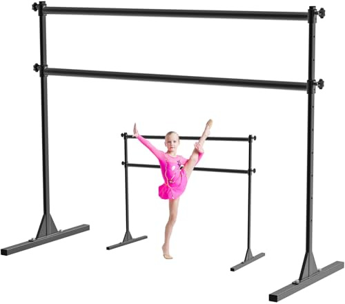 BeneLabel 5Ft Freestanding Ballet Barre 10 Height Adjustable from 11 to 47 inch Ballet Bar 350 lbs Capacity Steel Portable Dance Bar Double Ballet Barre for Home Fitness, Workout and Stretch