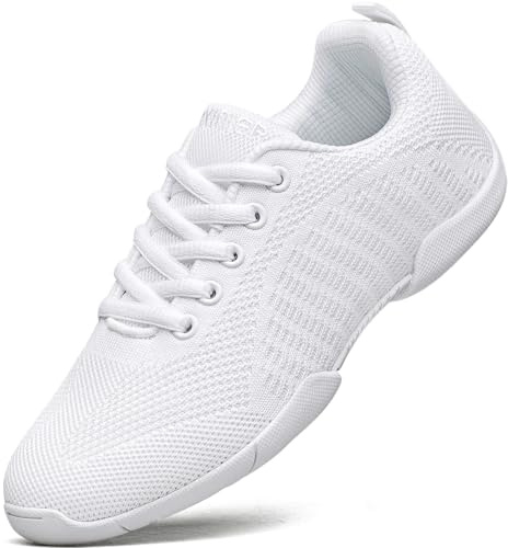 TUOTOM White Cheer Shoes for Girls Youth Cheerleading Shoes Dance Tumbling Sneakers Gymnastics Tennis Hip Hop Walking Sneakers 12 Little Kid