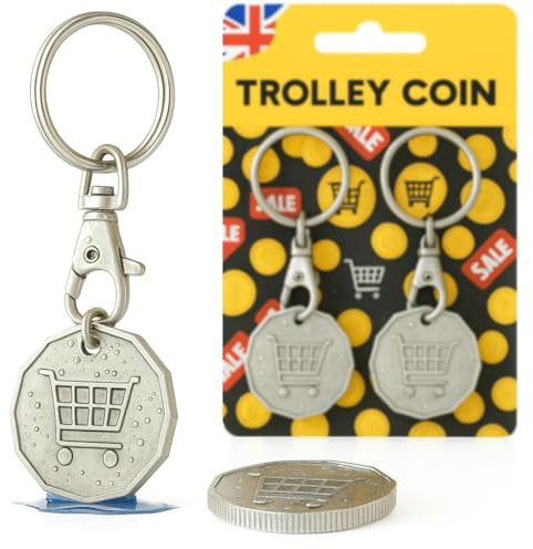 GoldNugget Trolley Token Keyring –UK Pound Token Keyring for Supermarket Trolleys & Gym Lockers - Sturdy Metal Coin with Key Clip – Ideal Everyday Accessory for Trolley or Locker Use