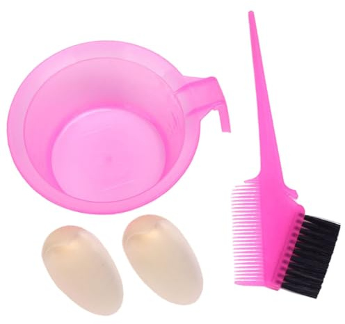 SOESFOUFU 2 Sets Hair Coloring Comb and Plastic Dye Bowl for DIY Hair Dyeing Double-sided Washable Reusable Professional in Pink