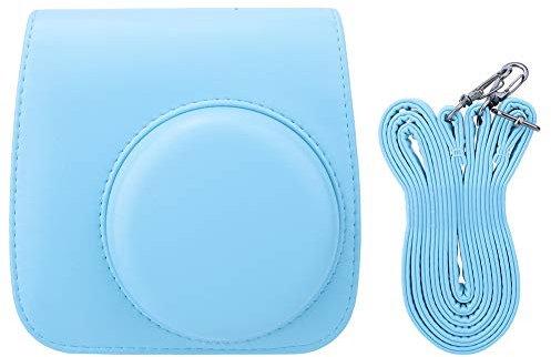 MMABEUTF Mini Bolso para cámara, Bolso Cruzado de Moda con Correa Desmontable, herrajes de Metal, Forro Suave, para cámaras Digitales compactas (Azul Claro)