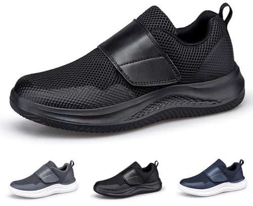 Sudychen Chaussures Orthopédiques pour Hommes Extra Larges Fermeture Scratch pour Pieds Sensibles Chaussures Diabétiques Confortables EU 39-47