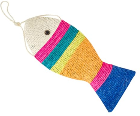 Lurrose Juguete Rascador para Gatos de Sisal Forma de Pez, Tablero Rascador Colgante Que Protege Muebles, Diseño Chic y Material Resistente para Gatitos