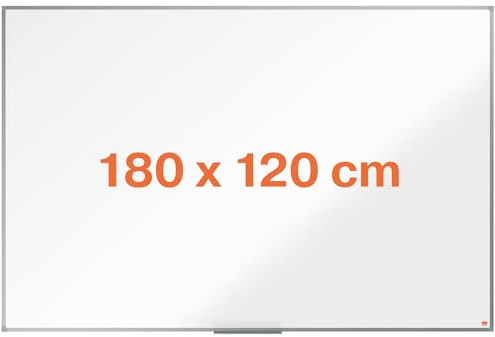 Nobo Lavagna Bianca Magnetica in Acciaio Laccato, 1800 x 1200 mm, Cornice in Alluminio, Sistema di Montaggio ad Angolo, Incl. Vaschetta Porta Accessori, Gamma Essence, Bianco, 1905213