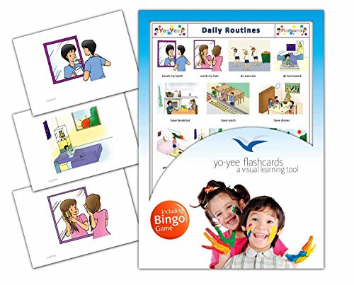 Yo-Yee - Daily Routines Flash Cards - Schede Illustrate con Gioco del Bingo dedicato in Inglese - per favorire l’apprendimento Linguistico nelle Scuole Materne, nelle Scuole e nella Logopedia