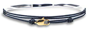 Adjustable Wrap Surfer Bracelet Women & Men - Thin String Bracelet with Snap Hook - Nautical Maritime Beach Jewelry - Handmade & Waterproof - Birthday Gift for Him - U (Blue Gold)
