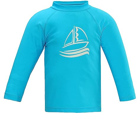 LACOFIA T-Shirt de Bain à Manches Longues pour Garçons Maillots de Bain pour Enfants Rashguard Protection Solaire Séchage Rapide Bleu 98