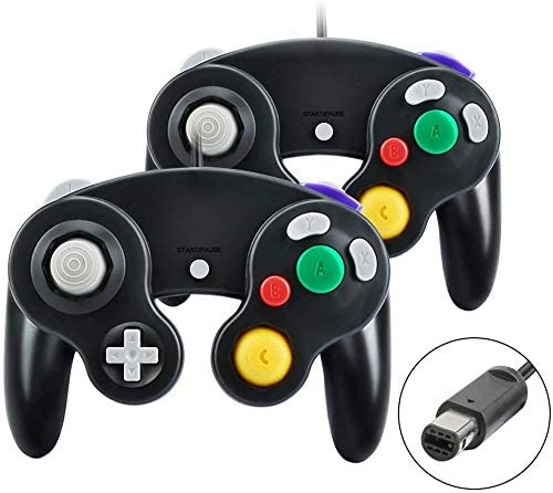 Yideng Manette Gamecube, 2 Paquets de Manette Classique à Vibration, Compatible avec Gamecube/Wii U/Wii/PC/Switch, Noir